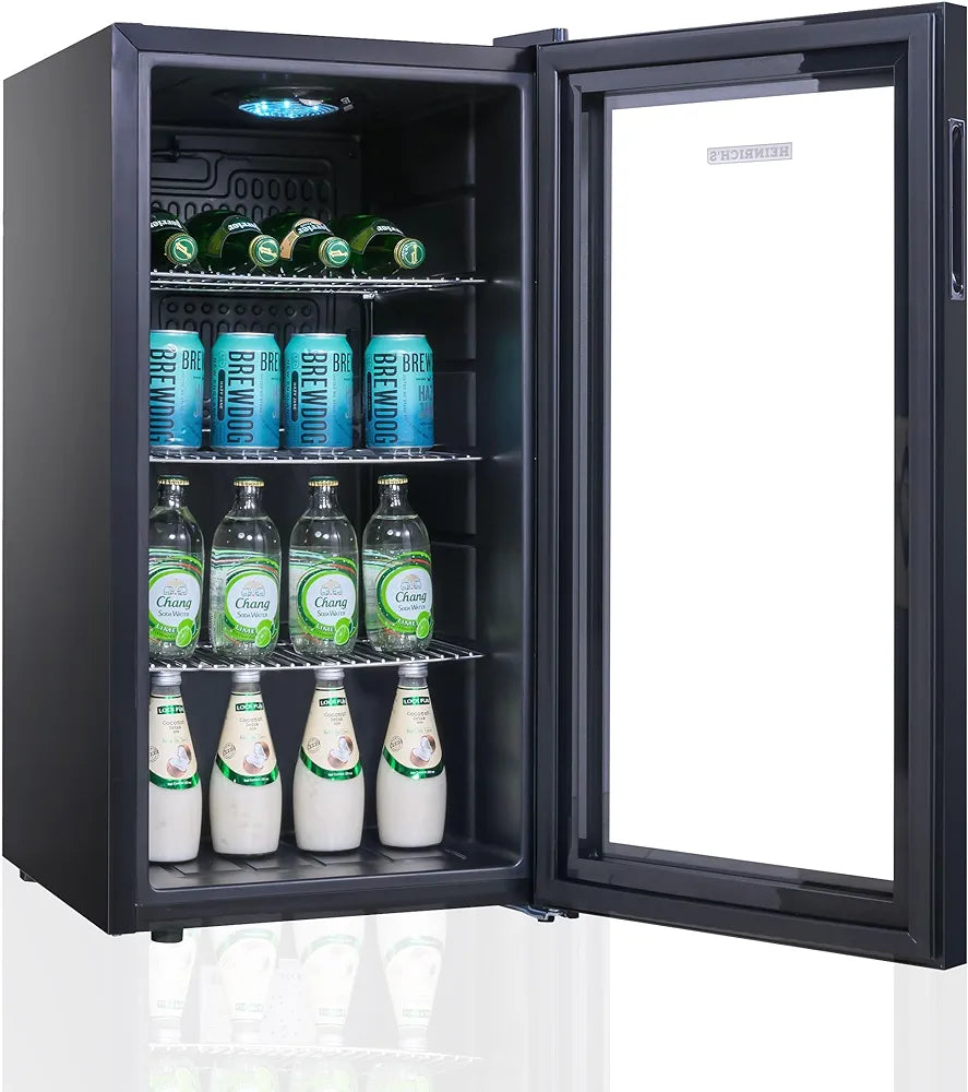 Heinrichs 88 L mini bar refrigerator glass door